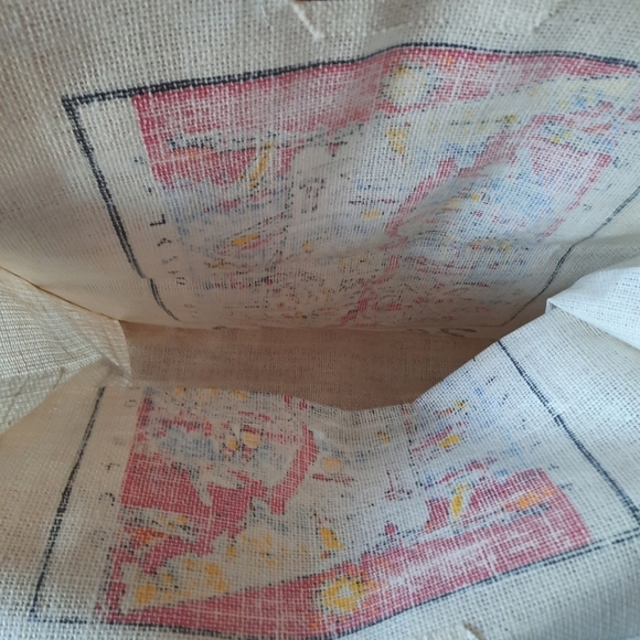 NWOT Vintage Florida graphic wood handle woven large reusable tote beach bag - Picture 7 of 9